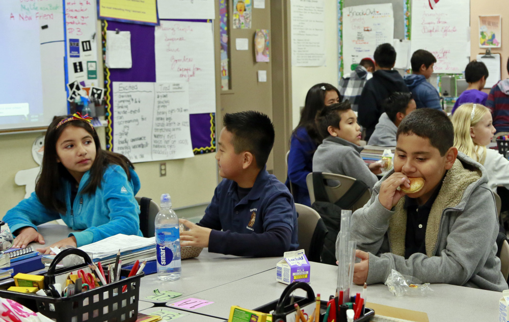 The number of breakfasts served in the nation’s schools has doubled in the last two decades. The Stanley Mosk Elementary School, shown here, in Los Angeles is one of the schools with an expanding breakfast program.