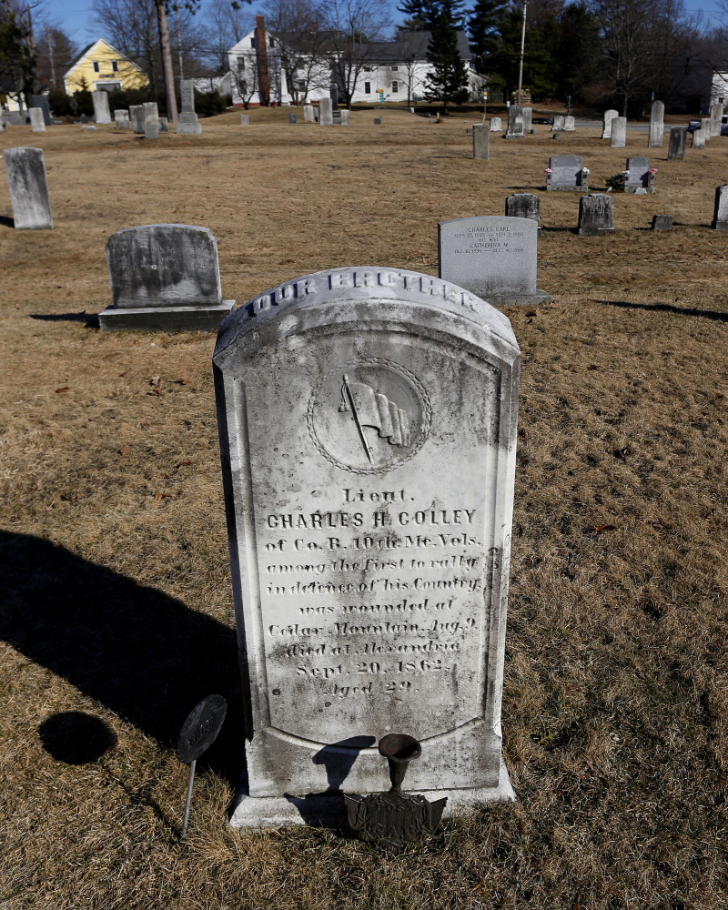 Union soldier Lt. Charles H. Colley of Maine may not be buried in Gray Village Cemetery, after all. New evidence suggests his remains never left Virginia, where he died.