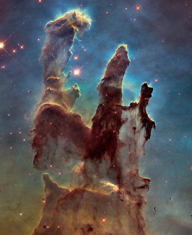 A Hubble-provided image of the Eagle Nebula’s Pillars of Creation.