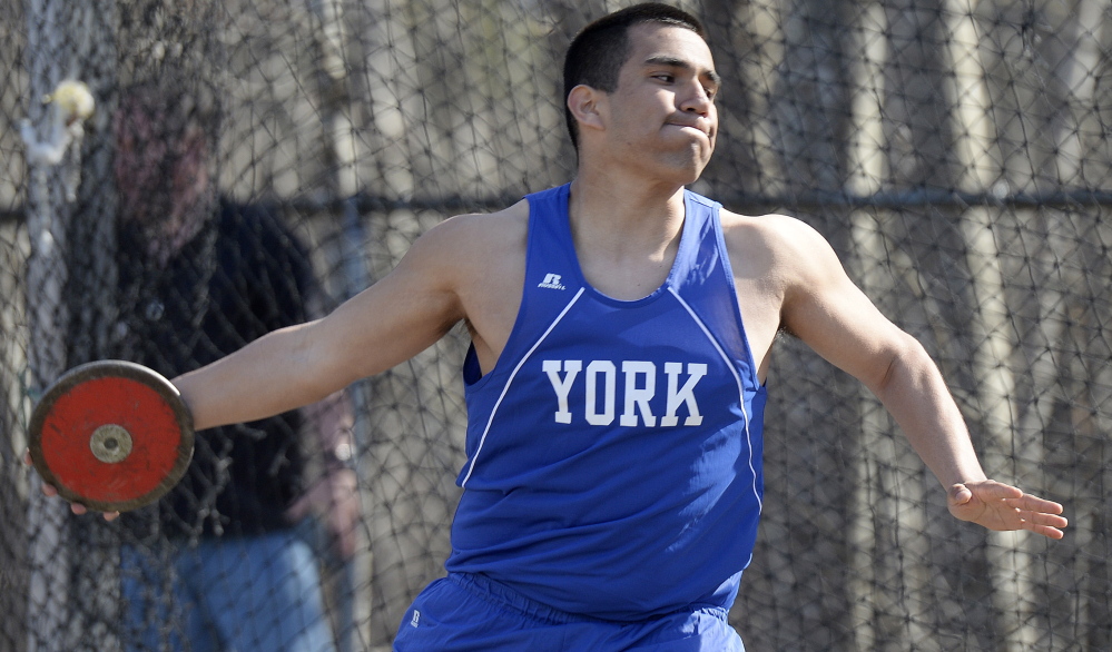 Alex Gutierrez, who played football and basketball for York, decided as a senior to throw the discus because he wanted to challenge himself with a new experience.