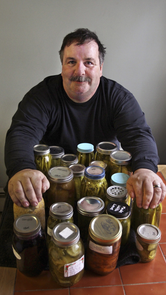 Myron LaPine makes fresh pickles and preserves at his home in Gloucester, Mass.