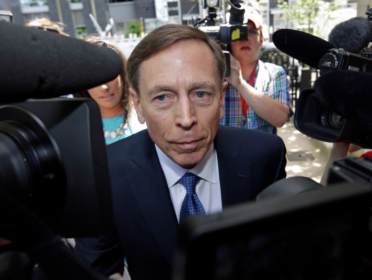 Former CIA director David Petraeus arrives for sentencing at the federal courthouse in Charlotte, N.C., Thursday. The Associated Press