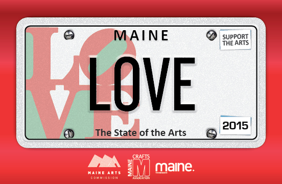 The new specialty State of the Arts license plate features the artwork of longtime Maine resident and internationally renowned artist Robert Indiana. Photo courtesy of the Maine Crafts Association