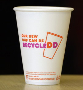 The new Dunkin’ Donuts coffee cup.