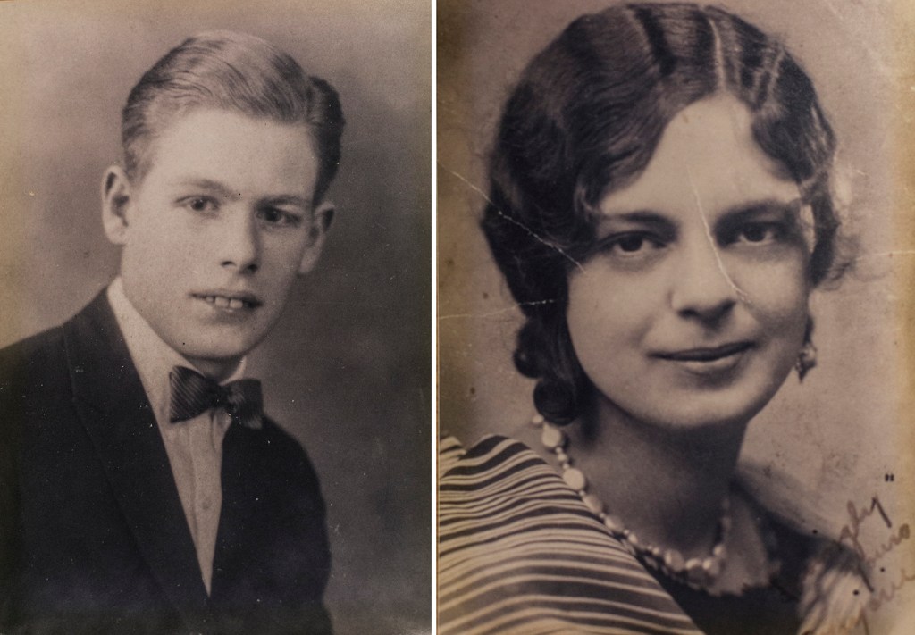Charles Edward “Bob” Hurley and Marjorie Vivian Demers, Kelley Bouchard’s grandparents, who spent their honeymoon at the Eastland Hotel in 1929. They couldn't afford a wedding portrait -- these are their graduation photos from Lewiston High School in 1926 and 1929, respectively.(Photo by Whitney Hayward/Staff Photographer)