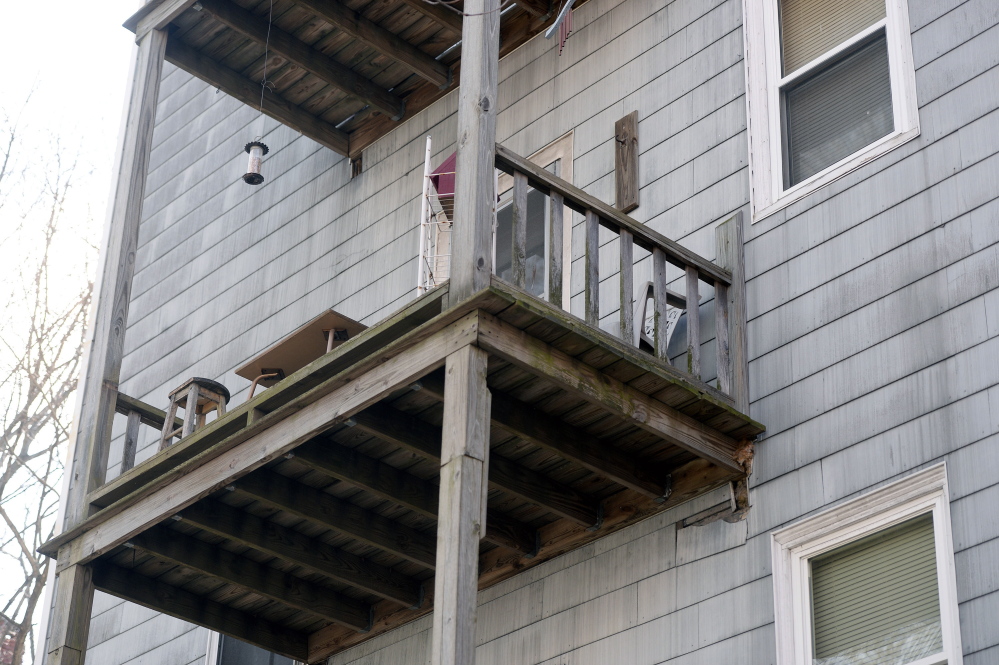 Donald Stain died last week after falling from this porch at his second-floor apartment at 563 Cumberland Ave. The building passed a routine city fire inspection in 2012 and an annual federal Section 8 inspection in January.