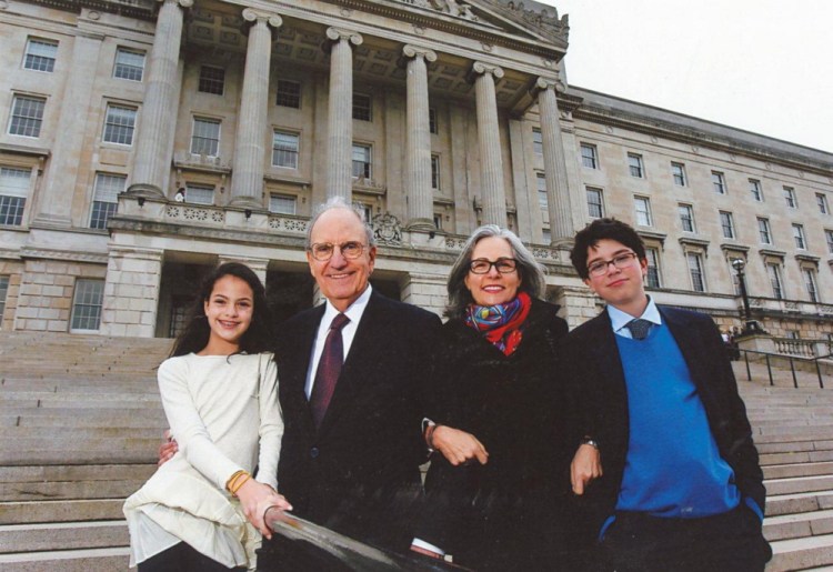 George Mitchell with his family, daughter Claire; wife, Heather and son, Andrew in 2012.