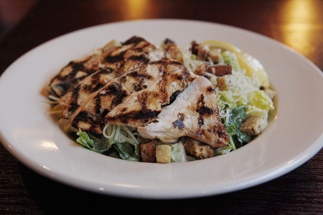 The grilled chicken Caesar salad.
