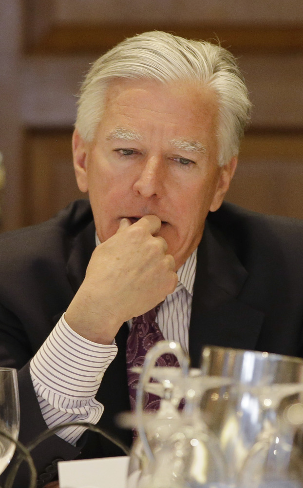 Marty Meehan, named the new president of the UMass system’s five campuses on Friday, ponders an interview question. He is the chancellor of the Lowell campus.