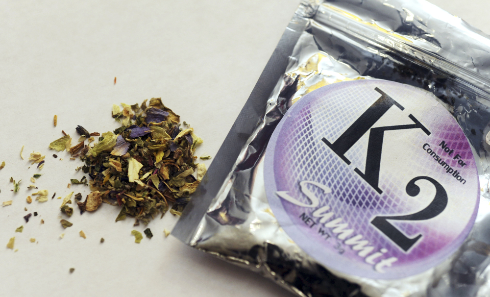 This 2010 file photo shows a package of K2, which contains herbs and spices sprayed with a synthetic compound chemically similar to THC, the psychoactive ingredient in marijuana. According to the American Association of Poison Control Centers, more than 1,500 people in several states became ill in April from smoking synthetic marijuana sold under several brand names, including K2, Spice, Crazy Clown and Scooby Snax.
The Associated Press