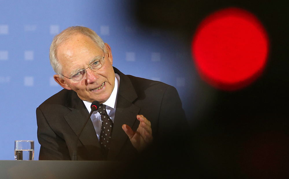 German Finance Minister Wolfgang Schaeuble speaks during a news conference in Berlin on Thursday.