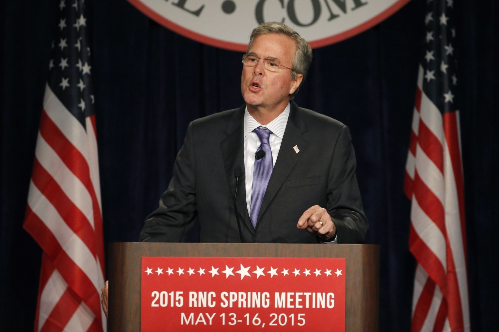 Former Florida Gov. Jeb Bush delivers the keynote address at the Republican National Committee spring meeting Thursday.