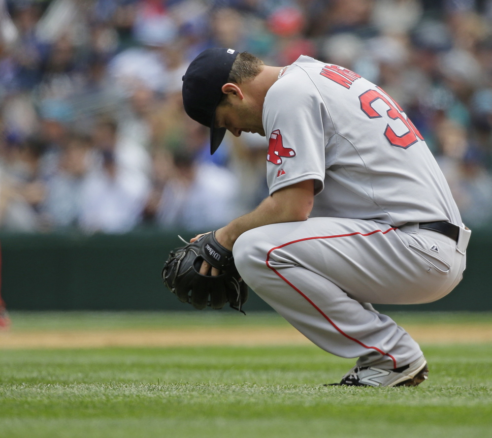 With Boston’s offense struggling, Steven Wright had no margin for error Sunday in his first start of the season for the Red Sox, and he took the loss against the Seattle Mariners after giving up three runs in five innings.