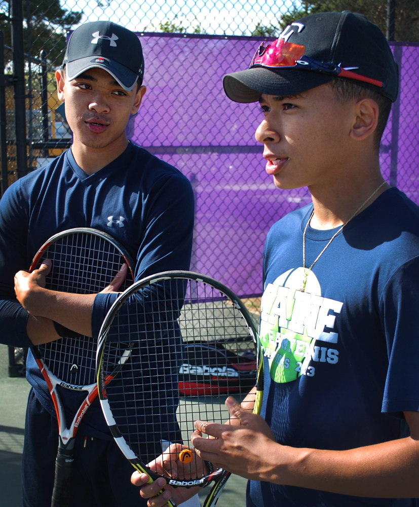 Deering seniors Jason Thach, left, and Kelvin Huynh are the top-seeded pair in Saturday’s SMAA doubles tennis tournament. It might also be the last time they play together.