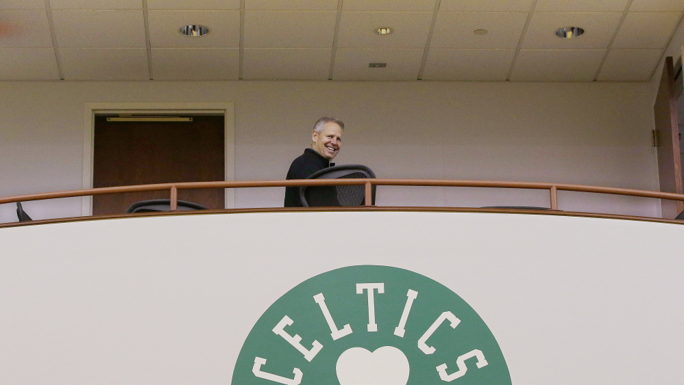 Danny Ainge, the Celtics’ president of basketball operations, has reason to smile with his team holding four picks in next month’s NBA draft. The Celtics’ late surge to the playoffs took them out of contention for a lottery pick, but they could still trade into one of those positions.