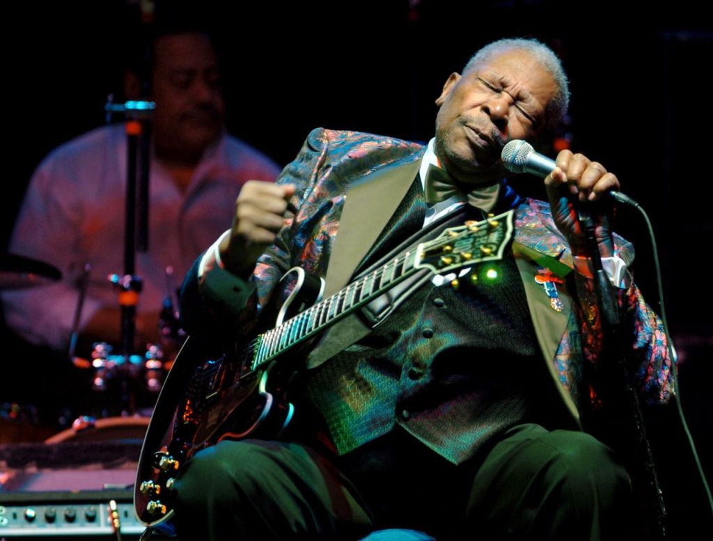 B.B. King performs at the Wicomico Youth and Civic Center in Salisbury, Md., in 2007. He died Thursday in his sleep at his Las Vegas home at age 89, his lawyer said. Matthew S. Gunby/The Daily Times via AP
