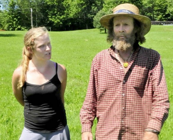 Harry Brown and his daughter, Elizabeth Smedberg, oppose a proposed cell tower next to their family farm in Starks. Brown and his wife, Cindy, appealed a lower court ruling allowing construction of the cell tower.