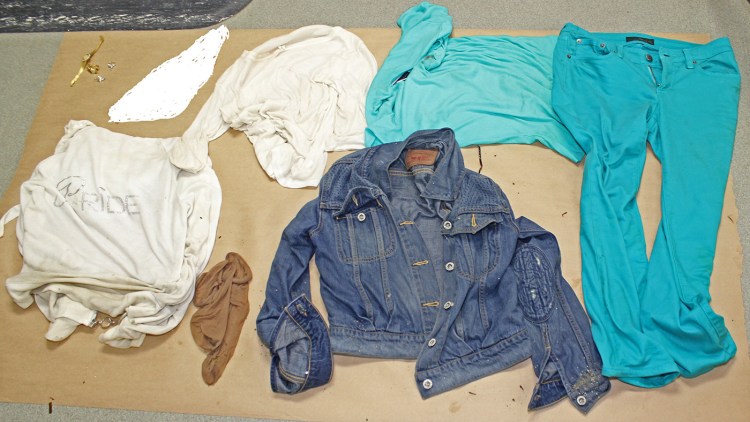 Clothing the woman was wearing included a jean jacket, turquoise jeans and top, white underwear as well as another white top. Portland police photo
