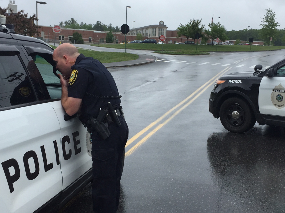 Augusta Police respond to a report of a bomb threat at Cony High School at 11 a.m. Tuesday.