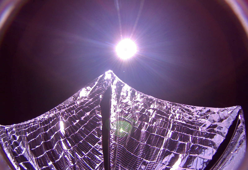 The LightSail opens on the third try. The goal is to create a sail that can be propelled through space by sunlight, thus opening exploration to practically anyone, anywhere.