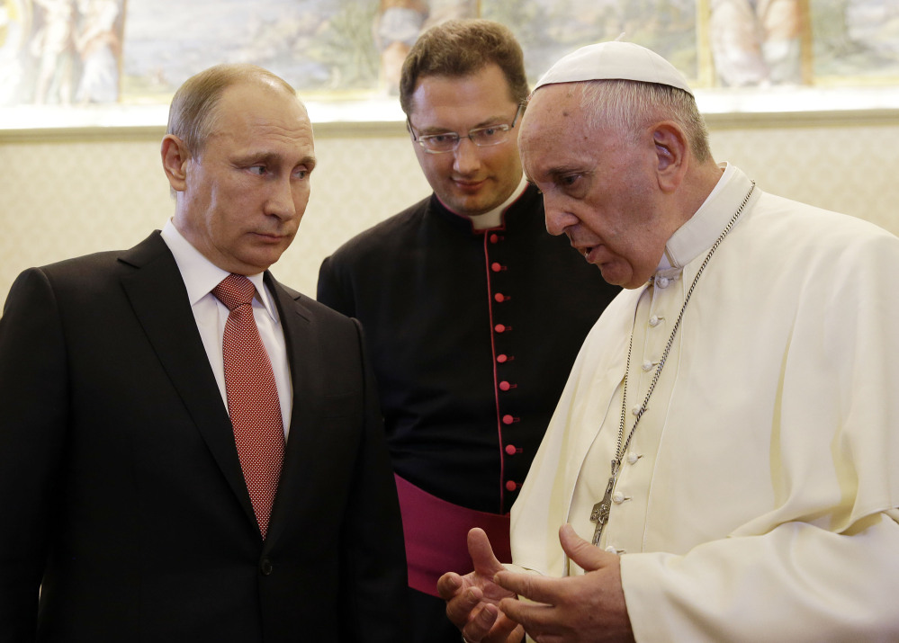 Pope Francis meets with Russian President Vladimir Putin Wednesday at the Vatican.