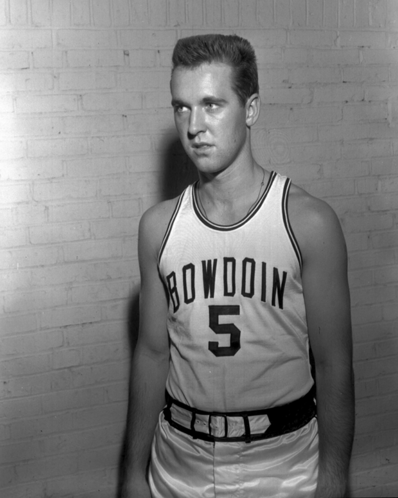 William Cohen on Bowdoin’s basketball team. He saw himself solidly in the “jock” category until he was forced to write a sonnet and discovered a love for writing.