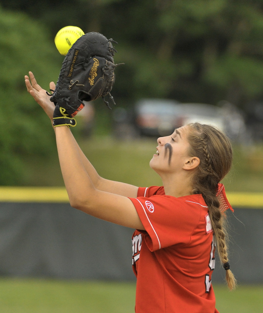 Kaleigh Scoville has shown her talent in games this season for Scarborough, but it’s been her work in practice that has made her so good in her first season at first base.