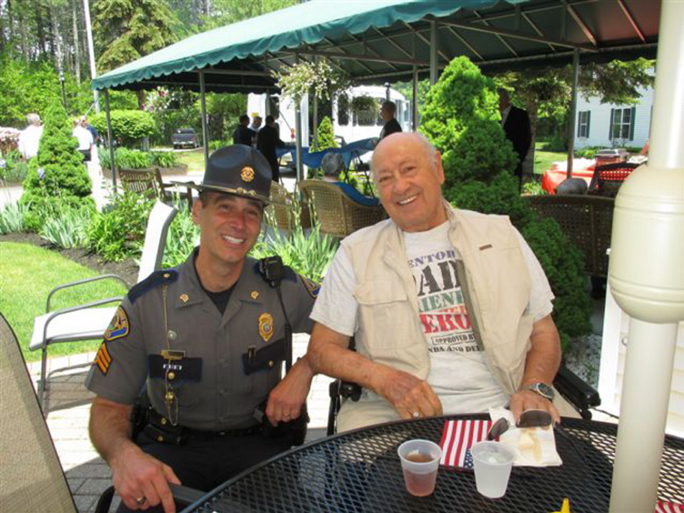 Scarborough Police Sgt. John O’Malley with Scarborough Terrace resident Roger Ciufo at the assisted living community’s lunch for first responders.
