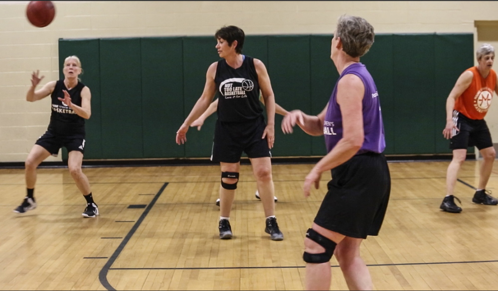 The Maine Senior Women’s Basketball team practices in May for their shot at a national championship. The team will compete in Minneapolis at the national tournament next week. “It’s so exciting,” team member Rita Perron, 73, says.