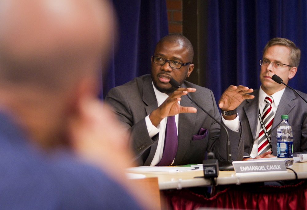 School superintendent Emmanuel Caulk, left, is leaving after two years – one reader thinks a more local hire would ensure continuity.
2012 Press Herald File Photo/Carl d. Walsh