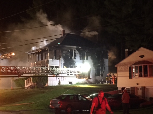 Firefighters and police said the building at 94 Pierce St. in Westbrook appeared to be a total loss after the fire Friday night.
Edward D. Murphy photo