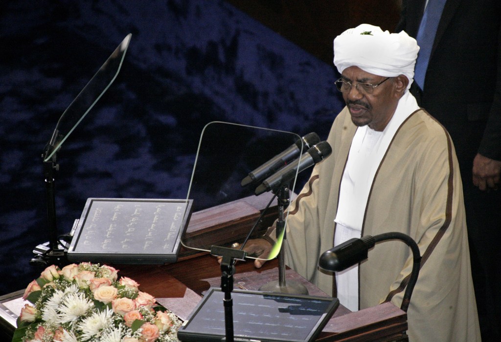 Incumbent President Omar al-Bashir, who was recently re-elected in a landslide that extended his 25-year-old rule, speaks after being sworn in at the Sudanese National Assembly in Khartoum, Sudan, Tuesday, June 2. The Associated Press
