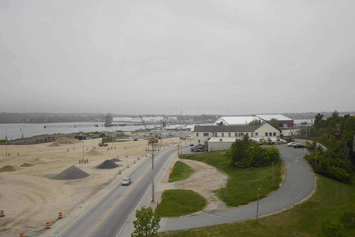 A view of Portland's International Marine Terminal construction site, looking west on Commercial St. from the Casco Bay Bridge on Tuesday, June 9, 2015.