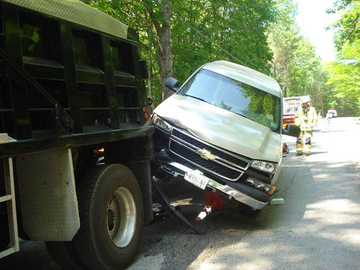 Windham police say Roger Hanson got stuck when he drove his SUV onto a construction trailer on Nash Road.
Windham police photo