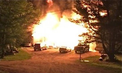 The homeowner of 16 Liberty Acres Drive in Arundel took this photo of Sunday night's fire. Courtesy WCSH