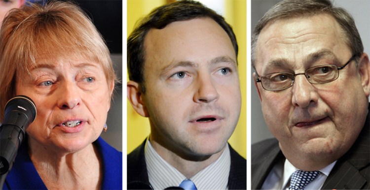 Gov. Paul LePage says he stands by his tactics blocking the appointment of House Speaker Mark Eves, center, as president of Good Will-Hinckley school – tactics that Attorney General Janet Mills, left, says she finds  "troubling."
