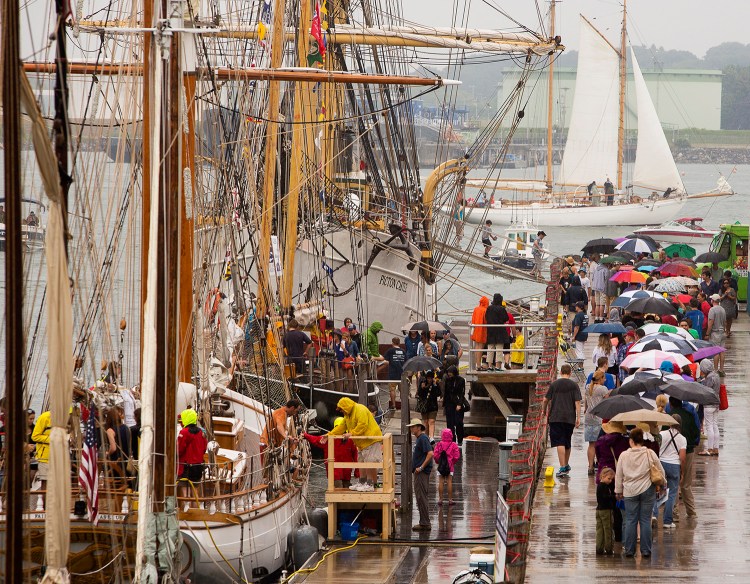 People wait in long lines to tour the tall ships Friths, Alert and Picton Castle on July 19 in Portland. The Tall Ships event provided a big boost to this year's tourism season.
Carl D. Walsh/Staff Photographer