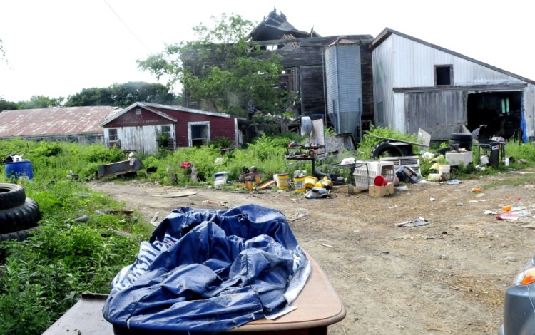 The Mark Gould farm on Drummond Road in Sidney, where state officials seized more than two dozen farm animals Tuesday. Gould has a history of animal-related offenses going back to 2011. 