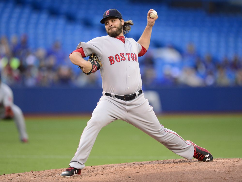 Boston Red Sox starting pitcher Wade Miley has been traded to the Seattle Mariners for a reliever and another starter.  (Frank Gunn/The Canadian Press via AP)