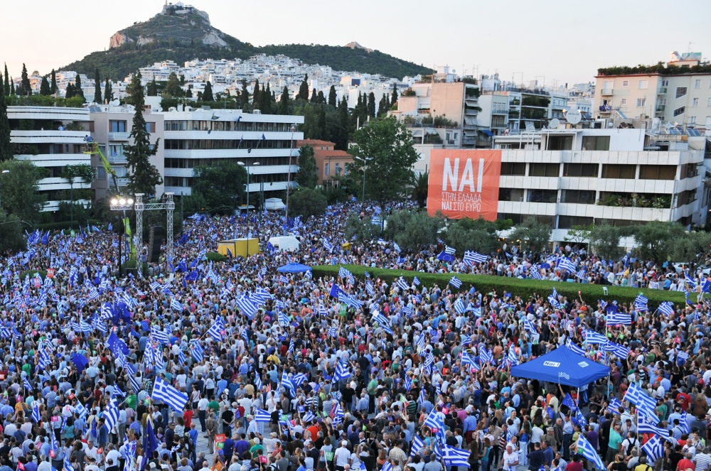 Demonstrators rally in Athens on Friday. Greeks will vote Sunday on whether to accept more austerity.