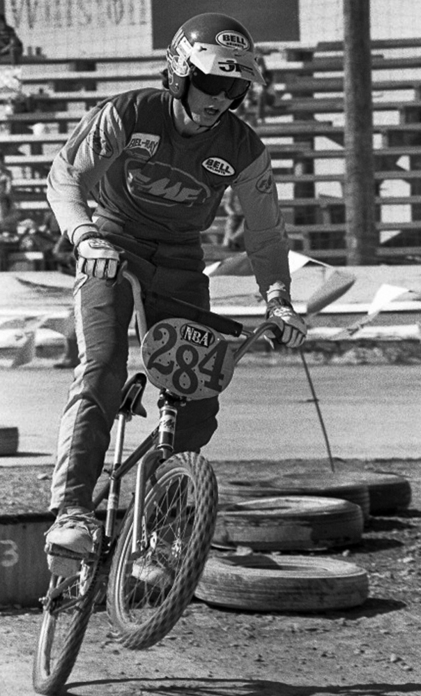 Scot Breithaupt rides in a BMX race in 1976. His death is being investigated after his body was found in a tent in a vacant lot in Indio, Calif.