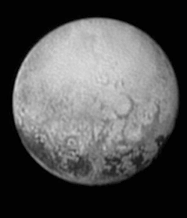 Image provided by NASA on Saturday shows Pluto from the New Horizons spacecraft. On Tuesday, the probe will come closest to Pluto after traveling 3 billion miles over 9½ years to get there.