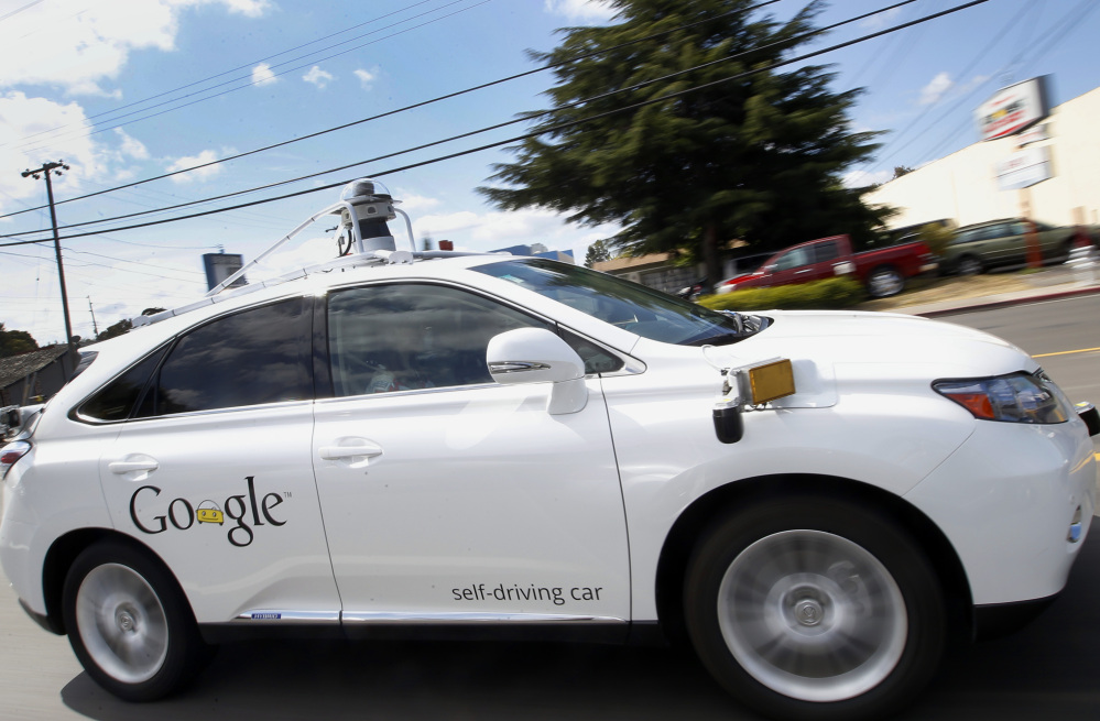 Google’s self-driving Lexus is outfitted with sensors.
