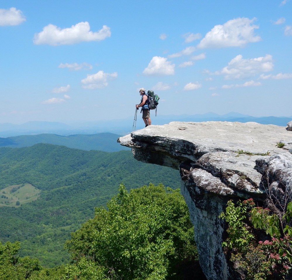 Carey Kish on McAfee Knob, known as one of the most photographed spots on the Appalachian Trail. A fellow hiker captured Kish atop the iconic outcrop near Catawba, Va.