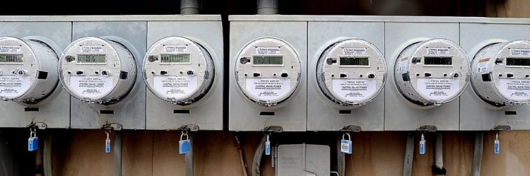 Since September 2009, Central Maine Power has installed 625,000 smart meters, like these at an apartment building on Portland’s Western Prom.