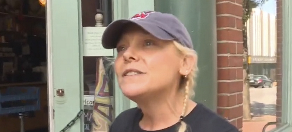 Marcy’s Diner owner Darla Neugebauer is interviewed by WCSH-TV after a clash with a patron over a screaming toddler led to a battle on Facebook. 