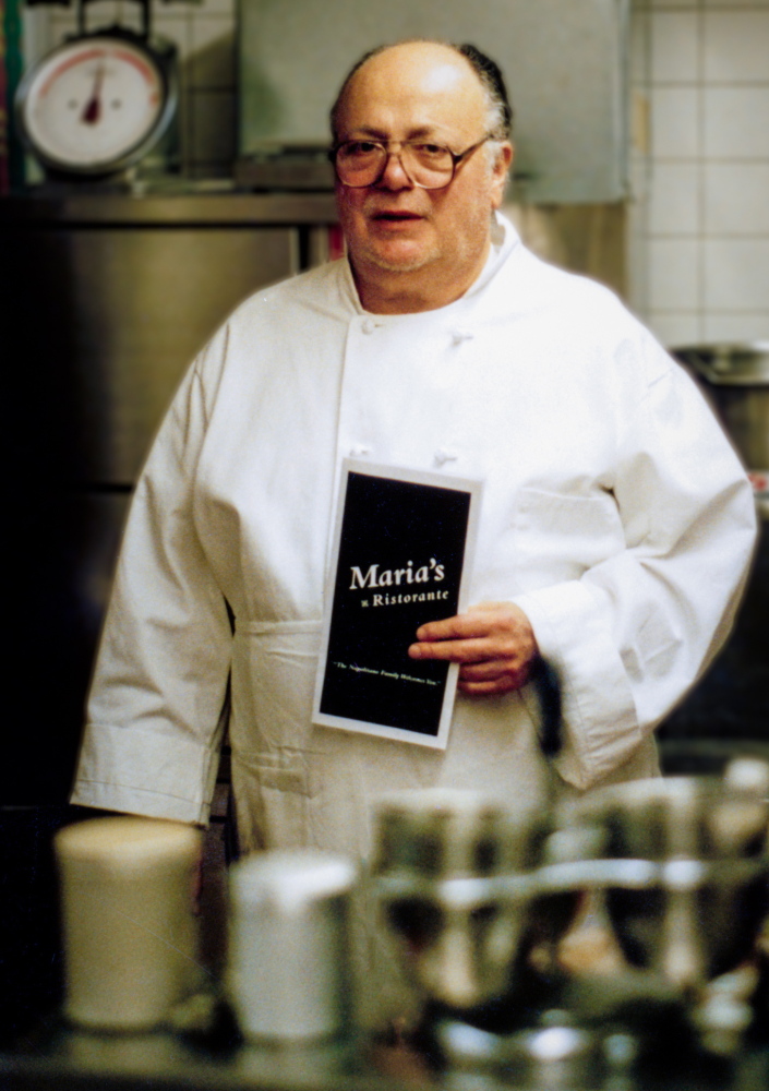 Anthony J. Napolitano, in the kitchen at Maria’s Ristorante, is credited with educating diners about classic Italian food. His wife of 54 years, Madeline Napolitano, also worked at the restaurant.