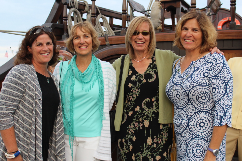 Becky Morin of Falmouth; Shelly Paules and Kim Fox, both of Portland, and SailMaine board member Meg Fenderson.