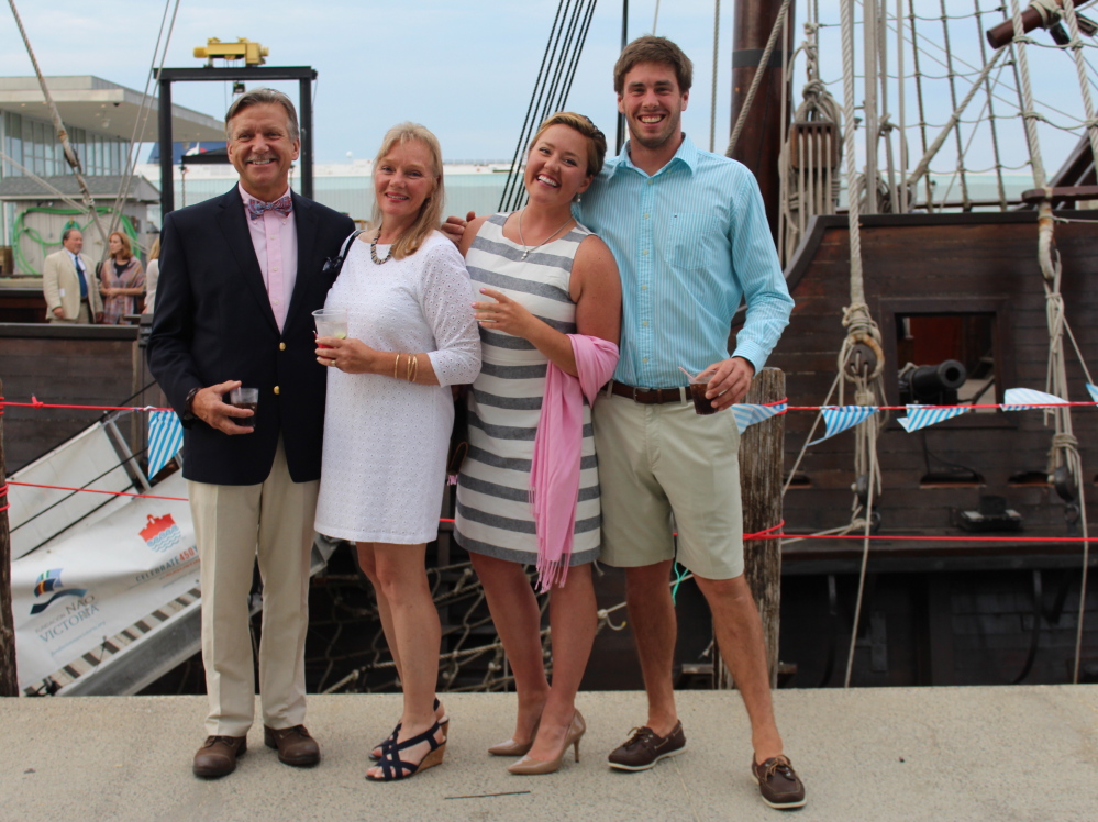 Eric Young and Trish Kinkade of Kennebunk, with sailing instructor Charlotte Kinkade and Jamie Quick of Portland. At right, South Portlanders Julie Whited and Courtney MacIsaac.