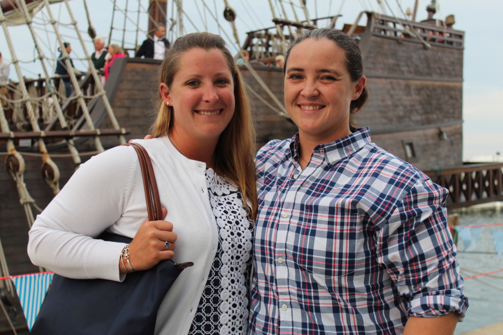 Carolyn Faust, sailing coach for Cheverus High School, with Elizabeth Winslow of Portland.